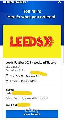 1 weekend ticket for leeds festival