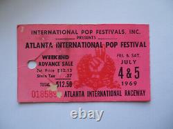 1969 ATLANTA POP FESTIVAL Original CONCERT TICKET STUB Led Zeppelin J. Joplin