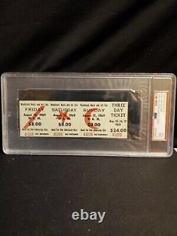 1969 Woodstock Music And Arts Festival -3 Day Ticket-august 15-17th 1969 Psa 9