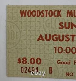 1969 Woodstock Music & Arts Festival Original Globe Full Ticket 8/17/69 Sunday