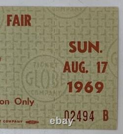 1969 Woodstock Music & Arts Festival Original Globe Full Ticket 8/17/69 Sunday