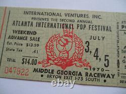 1970 ATLANTA POP FESTIVAL Original CONCERT TICKET Hendrix Allman Bros Bob Seger