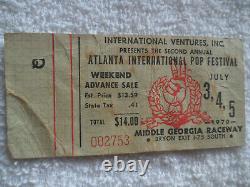 1970 Original ATLANTA POP FESTIVAL TICKET STUB Jimi Hendrix Allman Brothers