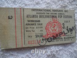 1970 Original ATLANTA POP FESTIVAL TICKET STUB Jimi Hendrix, Allman Brothers