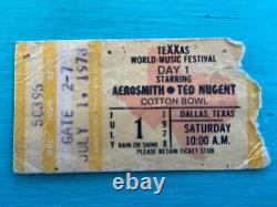 1978 TEXXAS World Music Festival TED NUGENT AEROSMITH ticket stub