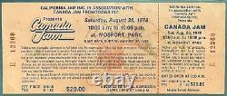 1978 Vtg Canada Jam Rock Concert Festival Ticket Authenticated Bowmanville Ont
