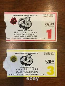 1983 US FESTIVAL Day 1 and Day 3 CONCERT TICKET Stubs Clash U2 INXS Bowie +++