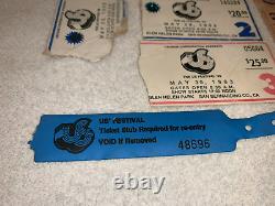 1983 Us Festival 4 Ticket Stubs Wristband Van Halen Motley Crue Ozzy Bowie U2