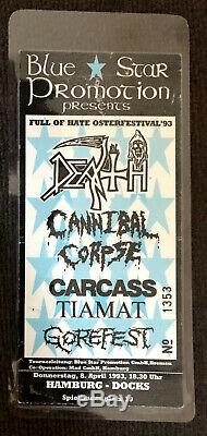 1993 Full Of Hate Festival Ticket With Death, Cannibal Corpse, Carcass, Gorefest