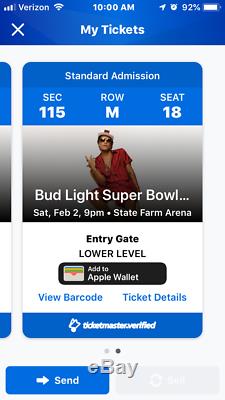 2 Super Bowl Music Festival Tickets Brono Mars and Cardi B NO RESERVE