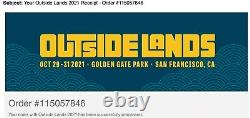 2 tickets for Outside Lands Music Festival 3 Day General Admission
