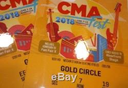 2018 CMA Music Festival GOLD CIRCLE SECTION EE 2 tickets ROW #7