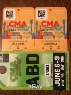 2019 CMA Music Festival (2) 4-day Gold Circle Tickets Section 1, Row 21, seats