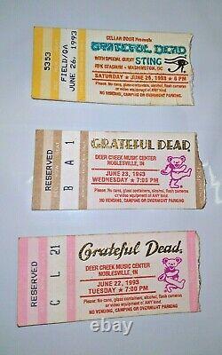 3 Vintage Rare GRATEFUL DEAD Ticket Stubs 1993 Music Sting Festival Concert