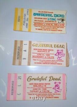 3 Vintage Rare GRATEFUL DEAD Ticket Stubs 1993 Music Sting Festival Concert