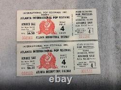 Atlanta International Pop Festival Tickets-July 4, 1969 2 Tickets Pristine