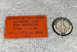 Atlantic City Pop Festival 1969 Ticket Pinback Button Pin Janis Joplin Woodstock