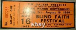 BLIND FAITH FESTIVAL (1969) CONCERT POSTER & TICKET Owned by Barrelhouse Chuck