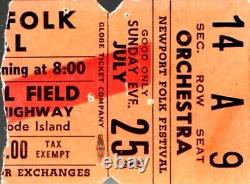 Bob Dylan 1965 Newport Folk Festival Original. Concert Ticket Stub / Excellent