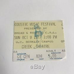 Bread Roses Festival Music Baez Greek Theatre Concert Ticket Stub Vintage 1977