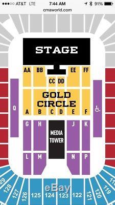 CMA Music Festival SINGLE GOLD CIRCLE ticket June 7-10, 2018 Section DD Row 7