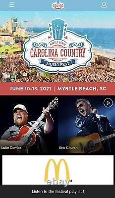 Carolina Country Music Festival- Myrtle Beach- 6/10 to 6/13 SOLD OUT! 2 Passes
