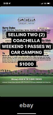 Coachella Music Festival Weekend 1 April 15-17 Wristbands +Shuttle bus +campsite