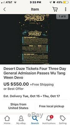 Desert Daze Music Festival 3 Day Pass 1 Ticket Left (October 11-13) Lake Perris