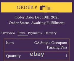 Electric Forest Music Festival 2022 GA Single Occupancy Parking Pass Ticket
