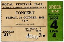 Frank Zappa & Mothers Of Invention Royal Festival Hall, London 25/10/68 Ticket
