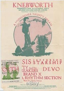 Genesis, Starship, Tom Petty, Devo 1978 Knebworth Festival Flyer & Ticket Stub