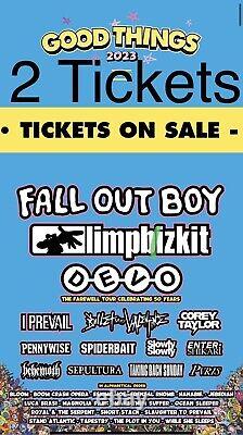 Good Things Music Festival 2023 Two Tickets Fall Out Boy Limp Bizkit Devo CHEAP