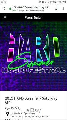 Hard Summer Saturday VIP wrist band 8/3/19 Music Festival Fontana