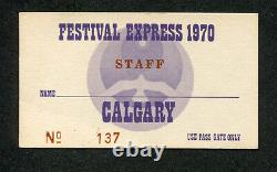 Janis Joplin, Grateful Dead1970 Festival Express concert staff ticket Calgary