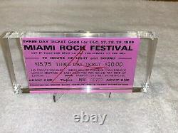 MIAMI ROCK FESTIVAL 1969 ORIGINAL 3 DAY TICKET STUB GRATEFUL DEAD woodstock