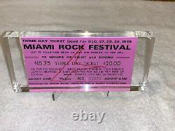 MIAMI ROCK FESTIVAL 1969 ORIGINAL 3 DAY TICKET STUB GRATEFUL DEAD woodstock pop