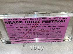 MIAMI ROCK FESTIVAL 1969 ORIGINAL 3 DAY TICKET STUB GRATEFUL DEAD woodstock pop