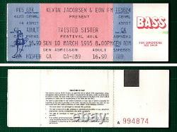 Music Venue Ticket Twisted Sister Festival Hall Sunday 10 March, 1985