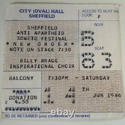 New Order, Billy Bragg, Rare Ticket Sheffield Anti Apartheid Festival 1986