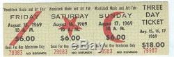 Original WOODSTOCK Rock Music Festival Fair Aug 1969 3-Day Pass Advance Ticket