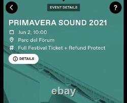 Primavera Sound Barcelona June 2021 Music Festival Full 4-day Pass Ticket