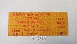 RARE Woodstock Music Festival Concert Ticket Saturday (8/16/1969 Full Ticket!)