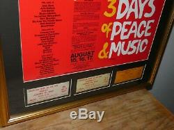 RICHIE HAVENS SIGNED JSA #Z46463 WOODSTOCK POSTER With3 ORIGINAL FESTIVAL TICKETS