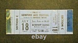 Rare 1954 Newport Jazz Festival 1st Event Ticket Starring Billie Holiday Live