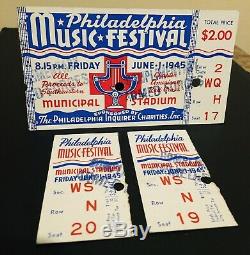 Rare 1st Annual 1945 Philadelphia Music Festival Ticket Stubs (Military Tickets)