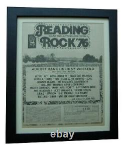 Reading Festival+rock+1976+poster+ad+framed+original+express+global Ship+tickets