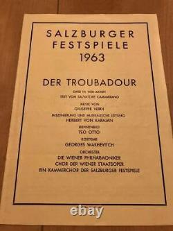 Salzburg Festival 1963 Brochure With Half-Ticket 8/27 Verdi Opera Trovatore