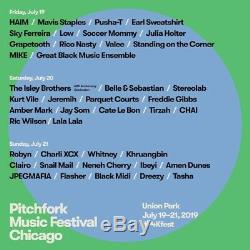 TWO Pitchfork Music Festival 3 Day Passes- HAIM ROBYN July 19-21 2019