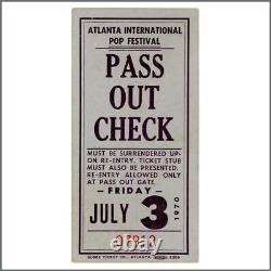 The Allman Brothers 1970 Atlanta Pop Festival Pass Out Ticket (USA)