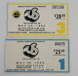 US Festival'83 Glen Helen Park Ticket Stubs Day 1 & 3 May 28th/May 30th 1983